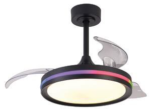 Stropný ventilátor North LED, čierny, DC, tichý, CCT RGB – Mantra Mantra Iluminación, North, stmievateľné, Čierna, Obývacia izba, Plast, Moderný
