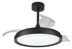 Stropný ventilátor Mistral LED, čierny, DC, tichý, CCT – Mantra Mantra Iluminación, Mistral, stmievateľné, Čierna, Obývacia izba, Plast, Moderný