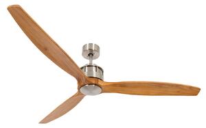 Stropný ventilátor Airfusion Akmani, tichý, teak/chróm – Beacon Beacon Lighting, Akmani, Drevo, Obývacia izba, Drevo, Moderný