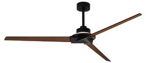 Stropný ventilátor Brisa LED, čierny/drevený, DC, tichý – Mantra Mantra Iluminación, Brisa, stmievateľné, Čierna, Kúpeľňa, Drevo, Moderný