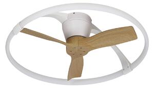 Stropný ventilátor Nepal Mini LED, aplikácia, biela/buk – Mantra Mantra Iluminación, Nepal Mini, stmievateľné, Biela, Obývacia izba, Kov, Moderný