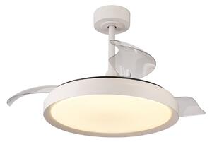 Stropný ventilátor Mistral LED, biely, tichý DC, CCT – Mantra Mantra Iluminación, Mistral, stmievateľné, Biela, Obývacia izba, Plast, Moderný