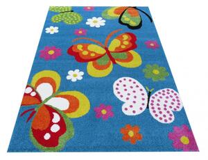 Krásny modrý koberec s motýlikmi Šírka: 200 cm | Dĺžka: 290 cm