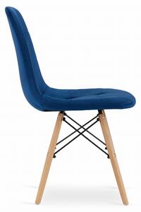 Modrá zamatová jedálenská stolička DUMO