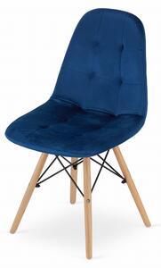 Modrá zamatová jedálenská stolička DUMO