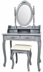 Kvalitný toaletný stolík so stoličkou v sivej farbe