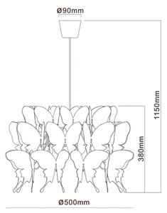 Detský luster FARFALLA 1xE27/60W/230V ružový