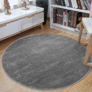 Jednofarebný okrúhly koberec sivej farby Šírka: 100 cm | Dĺžka: 100 cm
