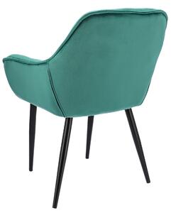 Dekorstudio Zamatová jedálenská stolička LARGO tmavo zelená