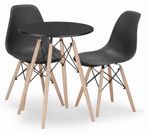 Jedálenská zostava TODI 60cm okrúhly stolový set čierny + 2 stoličky OSAKA čierne