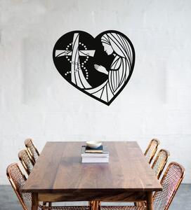 Drevený obraz na stenu - Kríž v srdci