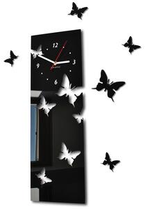 Obdĺžníkové nástenné hodiny motýle Čierna