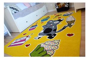 Detský kusový koberec Maškrtný kocúr žltý 140x190cm