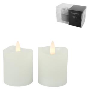 LED stĺpová sviečka LYON 8 cm biela, sada 2 ks