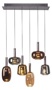 Závesná lampa čierna s viacfarebným sklom vrátane LED 6-svetiel Easylift - Irides