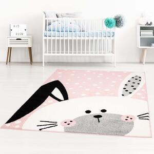 Rozprávkový detský koberec zajačik v ružovej farbe Šírka: 120 cm | Dĺžka: 160 cm