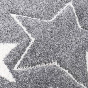 Detský koberec s motívom hviezd v sivej farbe
