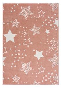 Detský koberec s motívom hviezd ružovej farby