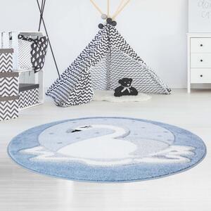 Okrúhly koberec s motívom biela labuť do detskej izby Šírka: 120 cm