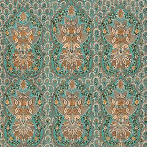 MINDTHEGAP Floral Tapestry FARBA: tyrkysová/tmavošedá/oranžová