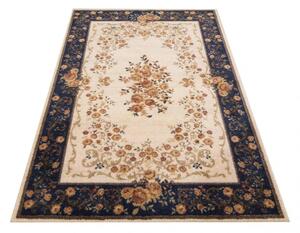 Originálny koberec s motívom kvetov krémovo modrej farby Šírka: 120 cm | Dĺžka: 170 cm