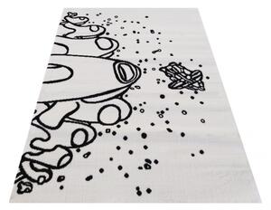 Biely koberec s motivom kozmonautov do detskej izby Šírka: 160 cm | Dĺžka: 220 cm