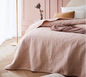 Elegantný prehoz na posteľ púdrovo ružovej farby 170 x 210 cm