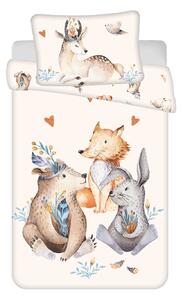 Jerry Fabrics Obliečky do postieľky 100x135 + 40x60 cm - Zvieratká "Woodland"