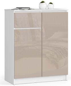 Ak furniture Komoda Kuba 80 cm biela/cappuccino