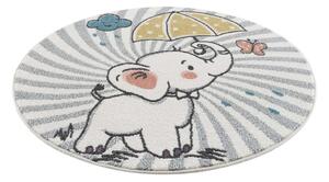 Roztomilý detský koberec s motívom sloník šťastia krémovej farby