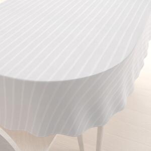 Biante Damaškový oválny obrus DM-002 Biely - pásiky 6 a 24 mm 100x140 cm