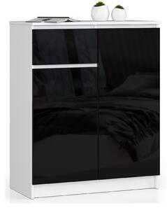 Ak furniture Komoda Kiara 80 cm 2 skrinky a 1 zásuvka biela/čierna