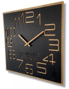 Dizajnové nástenné hodiny v luxusnej kombinácia dreva a čiernej farby 60 cm