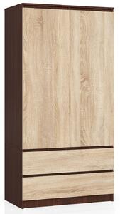 Ak furniture Šatníková skriňa Star 90 cm wenge/dub sonoma