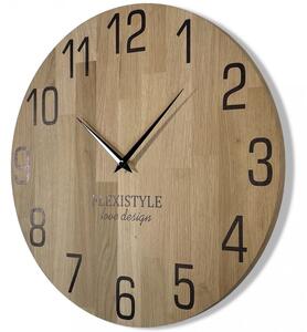 Luxusné drevené hodiny vo farbe dub 30 cm