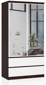Ak furniture Šatníková skriňa Star so zrkadlom 90 cm wenge/biela