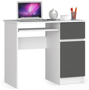 Ak furniture Psací stůl PIKSEL 90 cm bílý/grafitově šedý pravý