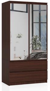 Ak furniture Šatníková skriňa Star so zrkadlom 90 cm wenge