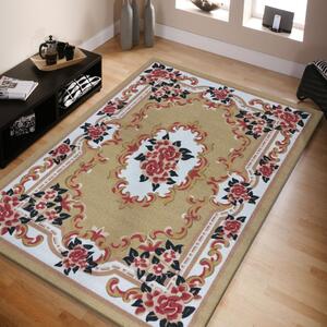 Krásny svetlohnedý koberec s kvetinovým vzorom Šírka: 120 cm | Dĺžka: 170 cm