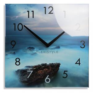 Dekoračné sklenené hodiny 30 cm s motívom oceánu
