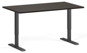 Výškovo nastaviteľný stôl, 2 motory, 745-1215 mm, doska 1400x800 mm, čierna podnož, wenge