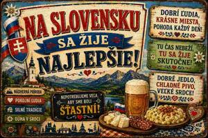 Plechová ceduľa Na Slovensku sa žije najlepšie!- Plechová tabuľa
