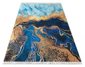 Protišmykový koberec v modrej farbe s abstraktným vzorom Šírka: 80 cm | Dĺžka: 150 cm