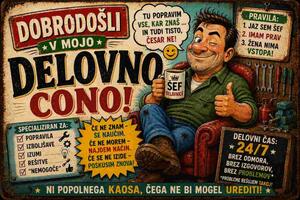 Plechová ceduľa Dobrodošli v mojo Delovno Cono! - Plechová tabuľa