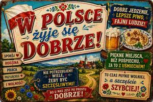 Plechová ceduľa W Polsce žije sie Dobrze! - Plechová tabuľa
