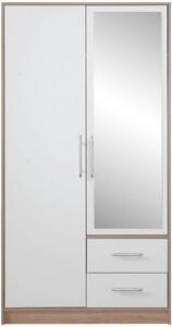 Zltahala.sk Šatník Smart 100 cm, dub sonoma / biela, zrkadlo