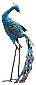 Záhradná kovová figúrka Peafowl, 78 cm, modrá