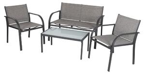Záhradný set LOUNGE s kreslami, lavicou a stolíkom, šedý