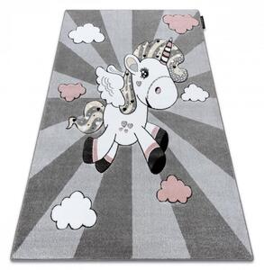 Detský kusový koberec Jednorožec sivý 80x150cm