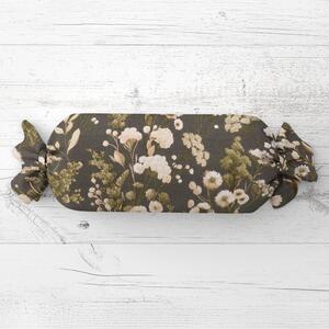 Biante Vankúš valec bonbon Sandra SA-796 Zeleno-krémové jesenné kvety na zelenosivom 15x40 cm
